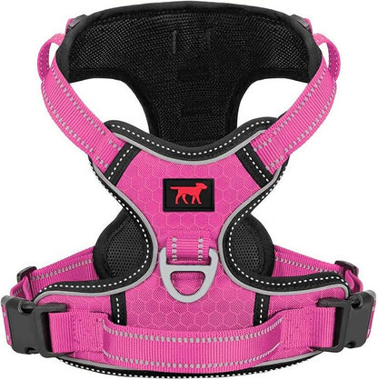 Tuff Pupper No Pull Easy Walk Dog Harness | Heavy Duty Pet Vest | Front & Back Leash Clips | Strong Safety Handle | Reflective Anti Pull Vest | Comfortable Padded Escape Proof Harness (X-Large, Pink)