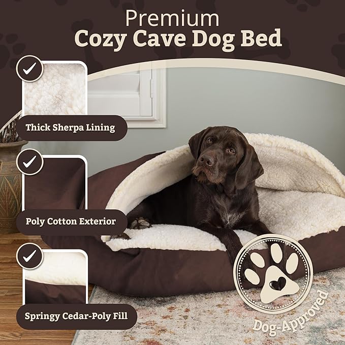 Snoozer Pet Products Luxury Rectangle Cozy Cave Dog Bed with Microsuede, Small, Hot Fudge