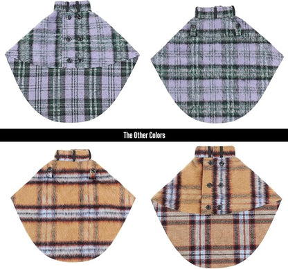 Dog Wool-Blend Luxury Cloak, Timeless Warm Plaid Coat Winter Fall Clothes Outfit Clothing Fits Small & Large Breeds Christmas Valentine Gift (Crimson,S)