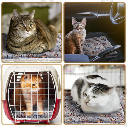 4 Pack Ultra Soft Dog Cat Bed Mat with Cute Prints Reversible Fleece Dog Crate Kennel Pad Cozy Washable Thickened Hamster Guinea Pig Pet Bed Mat for Small Animals(23 x 18 Inches,Gray)