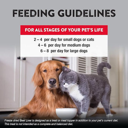 Northwest Naturals Raw Rewards Freeze-Dried Beef Liver Treats for Dogs and Cats - Bite-Sized Pieces - Healthy, 1 Ingredient, Human Grade Pet Food, All Natural, Proudly Made in USA, 10 Oz (Pack of 3)