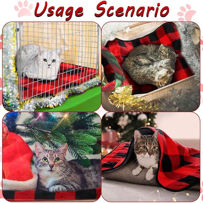 Reginary 4 Pcs Waterproof Guinea Pig Blankets Washable Small Animal Fleece Bedding Guinea Pig Cage Liners Reusable Training Pads Pet Pee Pad Sleep Mat for Hamster(Plaid,24 x 16 Inch)