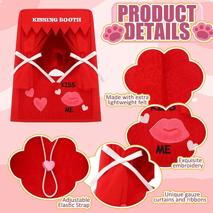 Solsew Valentine Dog Costume Kissing Booth Headpiece for Dog and Cats Cute Pup Kissing Booth Pet Headwear Costume Gift for Holiday Birthday Party(S/m)