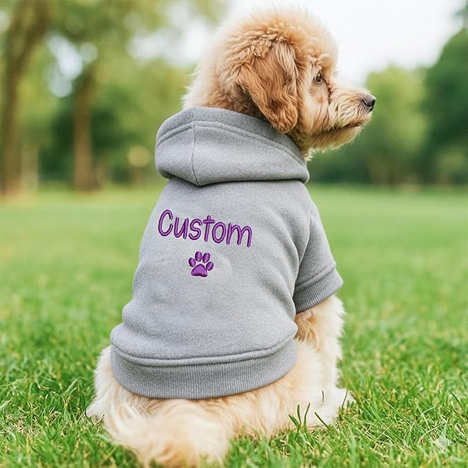 Personalized Name Dog Hoodie, Embroidered Puppy Sweater with Name and Number, Custom Pet Clothes Warm Winter Outfit for Dogs, Bright Puppy Sweatshirt, Pet Birthday Outfit, Gift for Dog Lovers