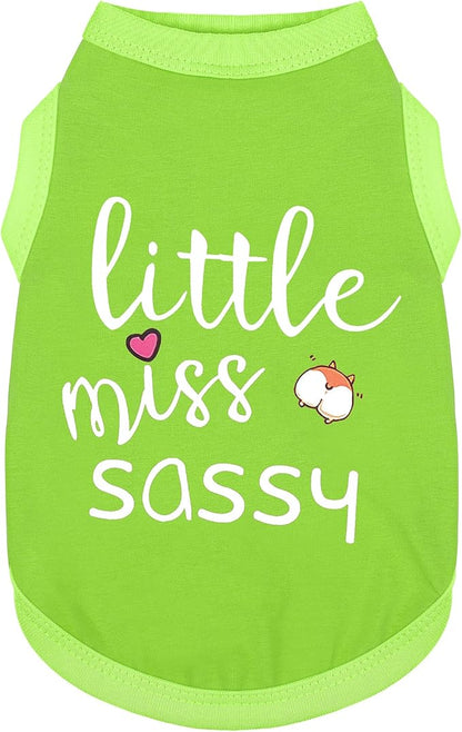 Paiaite Dog Clothes Fashionable Sleeveless Pet Vest: 'Little Miss Sassy' Printed Cotton Dog Shirt, Ideal for Small, Medium, and Large Breeds, Ensuring Comfort and Breathability Green L