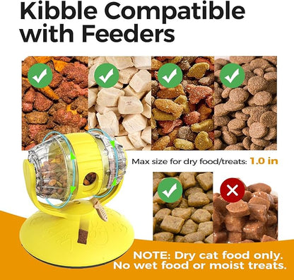 Cats Slow Feeder 4.6" High Cat & Dog Dry Food Dispenser Toy with Wine Barrel Spinner, Treat Dispenser for Boredom & Anxiety Relief, IQ Training for Small/Medium Pets (Yellow)