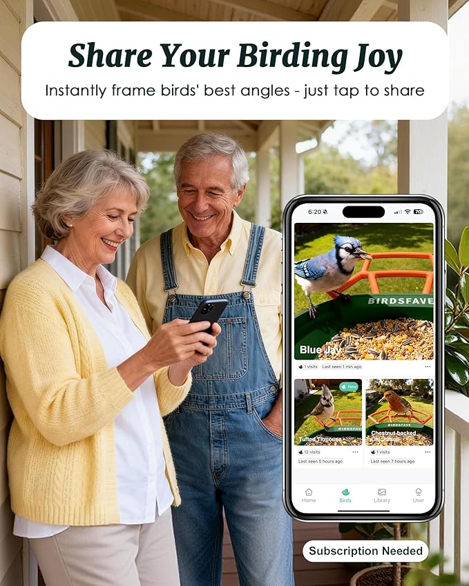 BIRDSFAVE-Bird Feeder with Camera Solar Powered, 2K Clear Live/Video/Photo Auto Arrival Alerts AI Identify Smart Cameras Birds Feeders with 32GB Card DIY Add-ons, 2.4G WiFi Wireless Birdwatching Gift