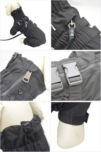 Dogs Waterproof Jacket, Lightweight Waterproof Jacket Reflective Safety Dog Raincoat Windproof Snow-Proof Dog Vest for Small Medium Large Dogs Black XS