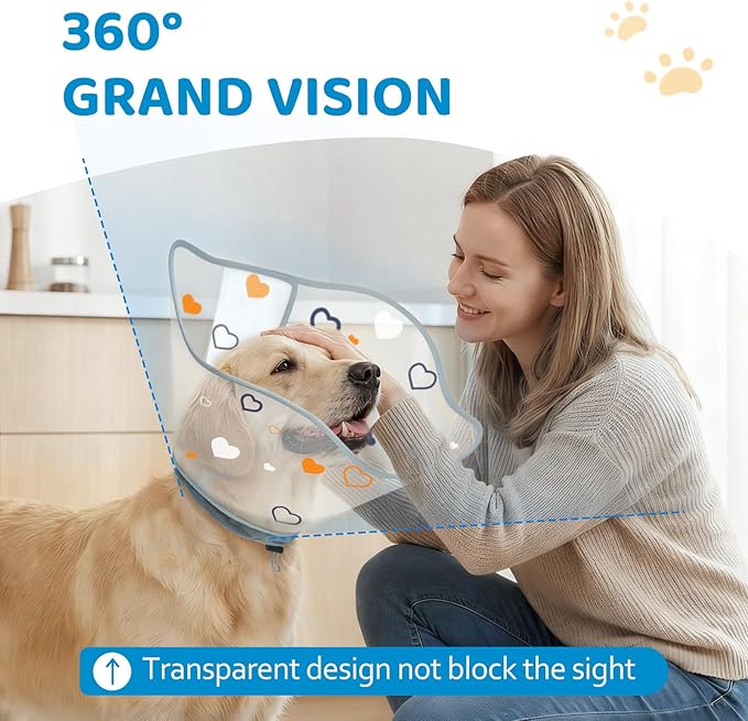 Elizabethan Dog Cone Collar, Adjustable Pet Cone to Stop Licking, Durable Plastic Neck Cone After Surgery for Small, Medium Large Dogs, Love S