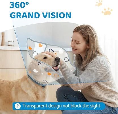 Elizabethan Dog Cone Collar, Adjustable Pet Cone to Stop Licking, Durable Plastic Neck Cone After Surgery for Small, Medium Large Dogs, Love S