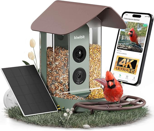 Beako™ Smart Bird Feeder with Camera, Lifetime AI Feature Included, Solar Panel - 4K Video Live Stream, 8MP Photos, Bird Species AI Identified, Bird Notification, Easy Setup, No Subscription Required