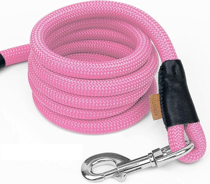Dog Leash, Braided Rope Traction – Walking Training Lead for Small Dogs ((1/3") x 6FT, Pink)