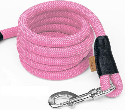 Dog Leash, Braided Rope Traction – Walking Training Lead for Small Dogs ((1/3") x 6FT, Pink)