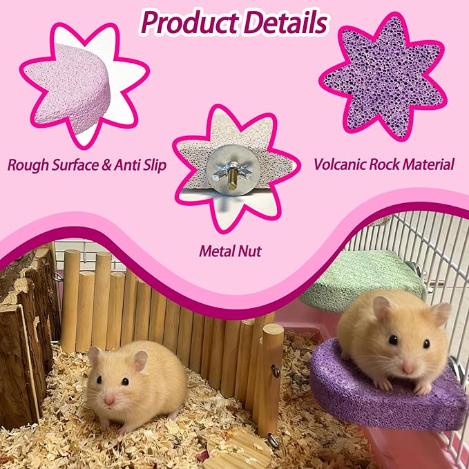 kathson 4PCS Hamster Climbing Ledge Platform, Hamster Lava Ledge, Pet Chewing GrindingToys Chinchillas Lava Block Toys Small Animals Cage Accessories for Guinea Pig, Squirrel, Gerbil, Bird