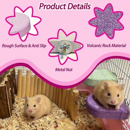 kathson 4PCS Hamster Climbing Ledge Platform, Hamster Lava Ledge, Pet Chewing GrindingToys Chinchillas Lava Block Toys Small Animals Cage Accessories for Guinea Pig, Squirrel, Gerbil, Bird
