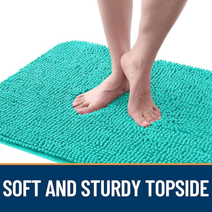 OLANLY Dog Door Mat for Muddy Paws 70x24, Absorbs Moisture and Dirt, Absorbent Non-Slip Washable Doormat, Quick Dry Chenille Mud Mat for Dogs, Entry Indoor Entryway Carpet for Inside Floor, Teal
