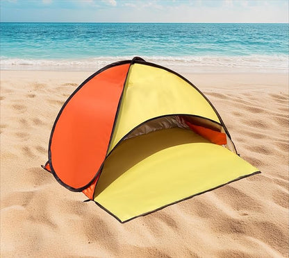 Beach Tent for Dog Pet Shade Pop Up Portable Mini Head Sun Shelters Canopy for Camping Outdoor Hiking Picnic Windproof Waterproof with Tent Nails Phone Stand for Puppy Cat Small Animals(Yellow orange)