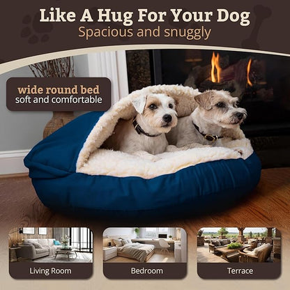 Snoozer Luxury Microsuede Cozy Cave Pet Bed, Small - Sapphire