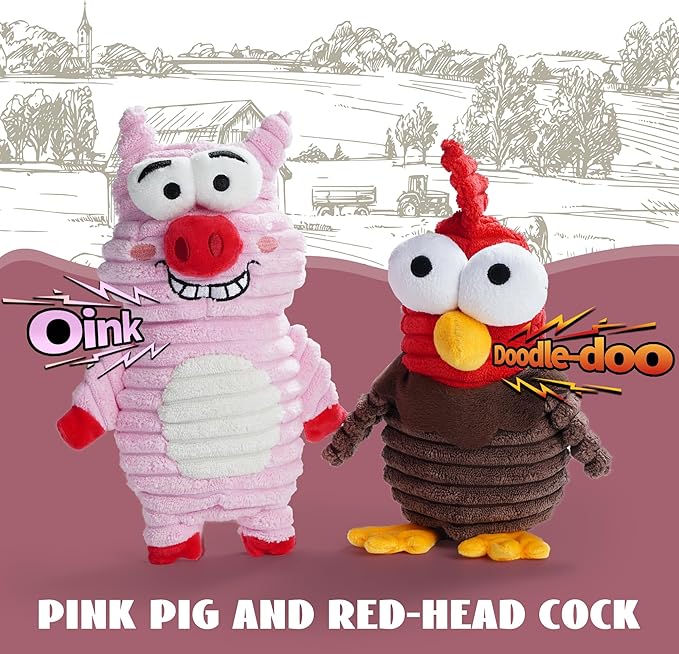 Nocciola 5-Pack Squeaky Dog Toys, Durable Stuffed Critter Zoo Dog Toys with Unique Squeak Sounds to Keep Dogs Busy, Puppy Toys for Small, Medium, and Large Dogs