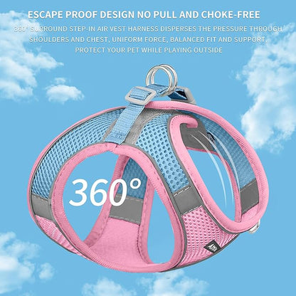 AIITLE Small Harness for Puppy with A Leash - Summer Dog Vest Harness with Super Breathable Mesh, Reflective No-Pull Pet Harness for Outdoor Walking, Camping for Small Dogs, Cats Pink XXS