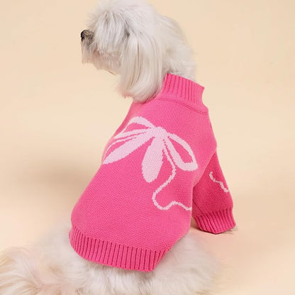 Fitwarm Bowknot Valentines Sweater, Thermal Winter Clothes for Small Dogs Girl, Charming Valentines Outfit, Puppy Chihuahua Jumper, Holiday Pet Apparel, Pink, Extra Small