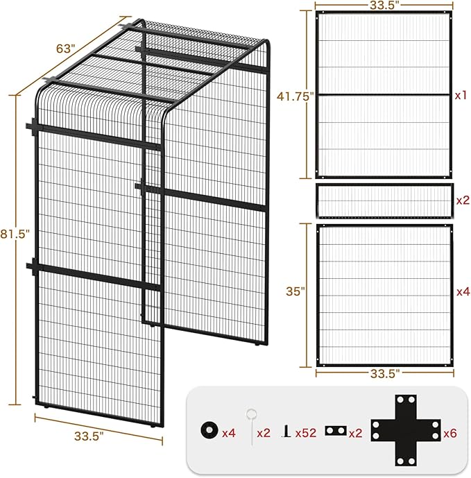 wonline 33.5-Inch Extra Large Bird Cage Extension Part for Parakeets Outdoor Bird Aviary Parrot Cage with Perch, Walk-in Heavy Duty Birdcage for Macaws Canaries Parrots Budgie Lovebirds, Black