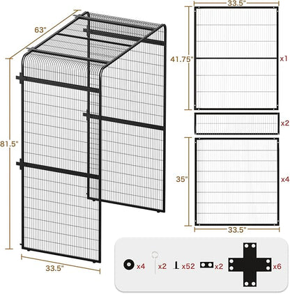 wonline 33.5-Inch Extra Large Bird Cage Extension Part for Parakeets Outdoor Bird Aviary Parrot Cage with Perch, Walk-in Heavy Duty Birdcage for Macaws Canaries Parrots Budgie Lovebirds, Black