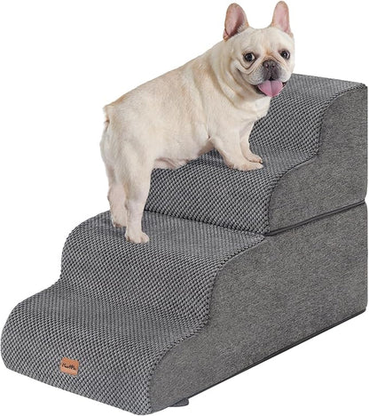 Made4Pets Dog Stairs Ramp for Bed 19.7" H, 4-Step Dog Steps for High Bed Couch Sofa Climbing, 35D Foam Pet Steps for Small Dogs and Cats, Non-Slip Bottom Pet Stairs, Grey