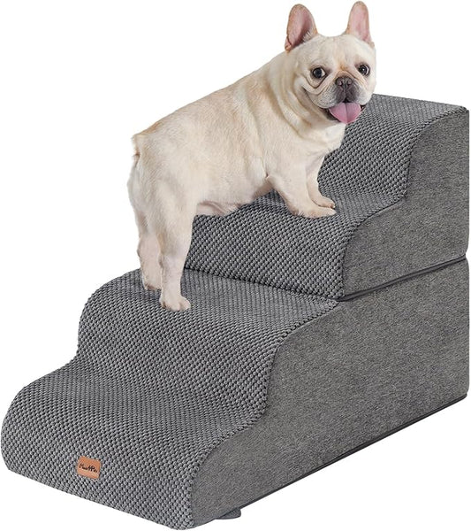 Made4Pets Dog Stairs Ramp for Bed 19.7" H, 4-Step Dog Steps for High Bed Couch Sofa Climbing, 35D Foam Pet Steps for Small Dogs and Cats, Non-Slip Bottom Pet Stairs, Grey