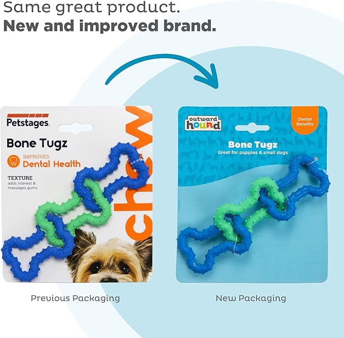 Outward Hound Bone Tugz Tug-of-War Dog Chew Toy, Blue