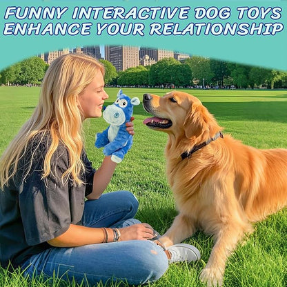 MeetYooo Squeaky Stuffed Dog Toys, Chew Toy for Large Medium Small Breeds, Plush Dog Toys to Keep Them Busy, Puppy Teething Dog Toy, Crinkle Dog Toy (Blue Hippo)