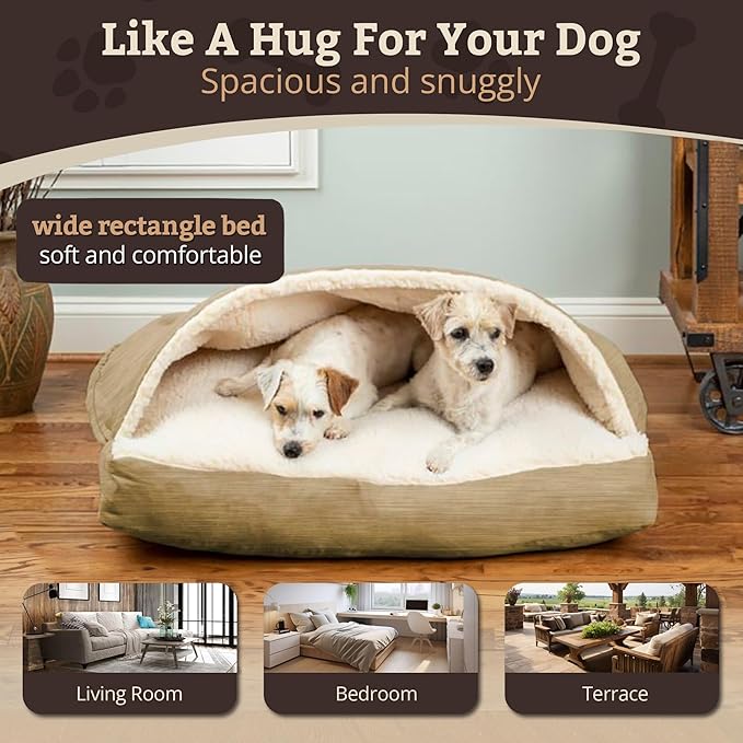Snoozer Pet Products Rectangle Cozy Cave Dog Bed, Extra Large, Khaki