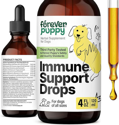 Forever Puppy Immune Drops for Dogs - Echinacea & Mullein Leaf Extract - Liquid Immune Support Supplement for Dogs of All Breeds & Sizes - 4 fl oz