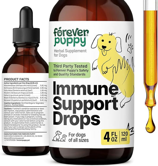 Forever Puppy Immune Drops for Dogs - Echinacea & Mullein Leaf Extract - Liquid Immune Support Supplement for Dogs of All Breeds & Sizes - 4 fl oz
