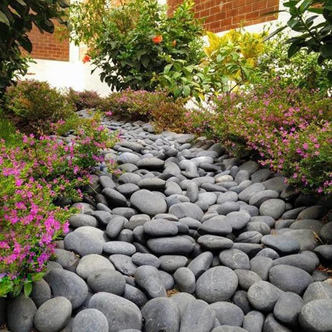 10 Pounds Black River Rocks, 3-4 Inch Black Stones Pebbles for Plants, Landscaping, Garden, Aquarium, Backyard and Indoor Water Fountains