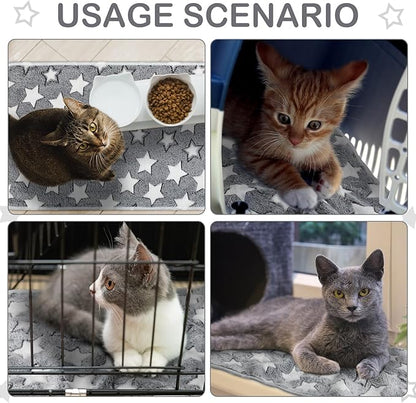 Reginary 4 Pcs Waterproof Guinea Pig Blankets Washable Small Animal Fleece Bedding Guinea Pig Cage Liners Reusable Training Pads Pet Pee Pad Sleep Mat for Hamster(Gray Star,24 x 16 Inch)