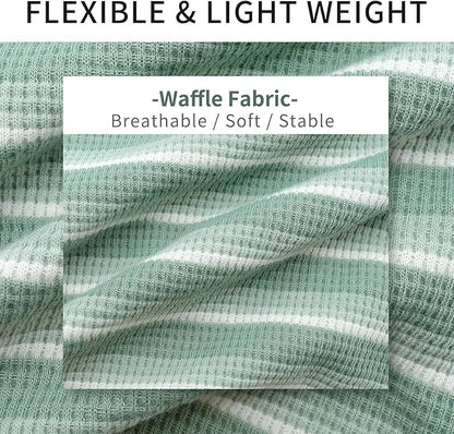 KYEESE 2Pack Waffle Dog Shirts for Large Dogs Stretchy T-Shirts Lightweight Tank Top Sleeveless Striped Shirt Vest Soft Breathable Pet Apparel, XXX-Large, Green+Striped