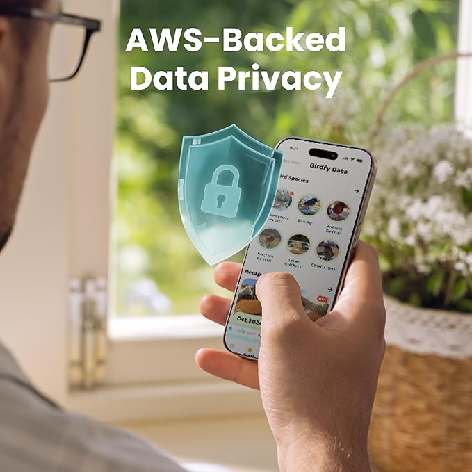 Birdfy Smart Bird Feeder with Camera Solar Powered, Slow-Motion Video & Night Insight, AI Identify 6000+ Species Lifetime Free, Ideal for Outdoors Bird Watching & Gifts for BirdLovers, Wood