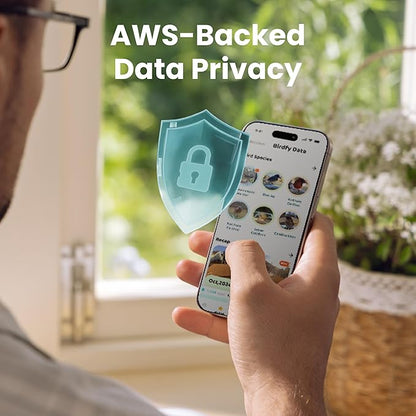 Birdfy Smart Bird Feeder with Camera Solar Powered, Slow-Motion Video & Night Insight, AI Identify 6000+ Species Lifetime Free, Ideal for Outdoors Bird Watching & Gifts for BirdLovers, Wood