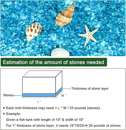 BXI 2.2 Lbs Small Aquarium Substrate Gravel Sand, Polished Smooth Fish Tank Gravel, Colorfast Uncoated Vibrant Blue Sea Glass, Decorative Stones for Vase Fillers, Fairy Garden, Potted Plants