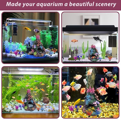 PINVNBY 5 PCS Colorful Coral Fish Tank Decorations, Resin Mountain Ornament and Artificial Plastic Plant for Goldfish Betta Fish Cave Hideout Sleep Rest Play Breed