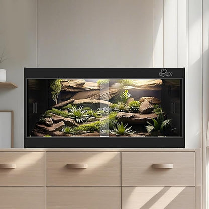50 Gallon PVC Reptile Enclosure, RepWild 36"x18"x18" Terrarium/Tank with Heavy-Duty Screen Top, Glass Sliding Doors & Lock for Bearded Dragons, Ball Python, Geckos, Lizards
