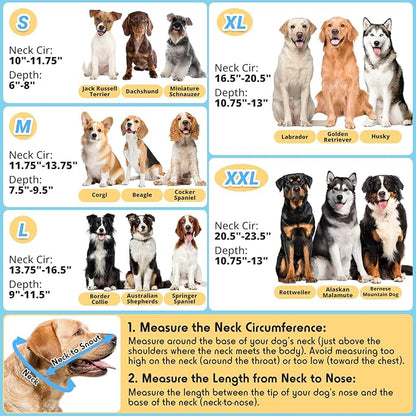 Dog Cone to Stop Licking, Clear Recovery Collar with Detachable Zipper, Sturdy Elizabethan Collar for Large Medium Small Dogs, Soft Adjustable Cone After Surgery Patented, Khaki XXL