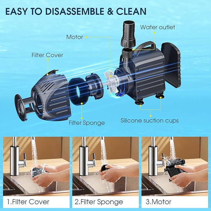 NFESOLAR Submersible Water Pump 1200GPH, Ultra Quiet Submersible Pump with Dry Burning Protection 11ft High Lift for Pond, Fountains, Waterfall, Hydroponics, Aquariums KF208