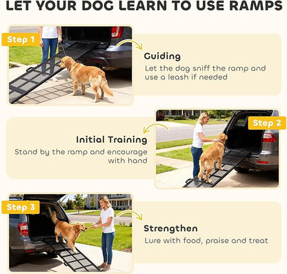 PawHut Dog Ramp for Car, 75" x 20" Large Folding Pet Ramp with Non-Slip Surface, Extra Long and Wide, Portable Pet Stairs for Large, Small & Senior Dogs to Get in Cars, SUVs, Trucks & Beds