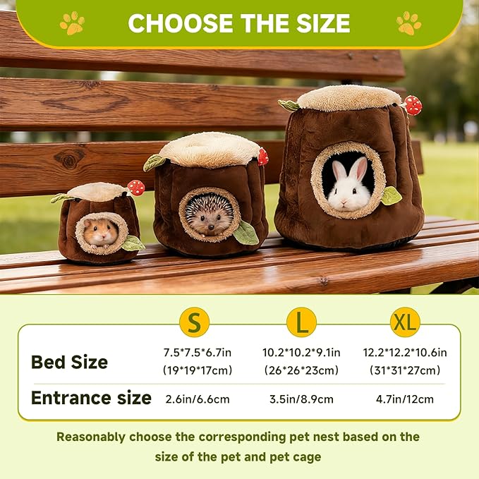 LYART Guinea Pig Hamster Bedding or Hideout for Mouse Mice Rat Ferret Bunny Fluff Bedding Bed House Cage Accessories, Dwarf Rabbits Hedgehog Bearded Dragon Warm Bedding Winter Nest Cave, Washable(1.S)