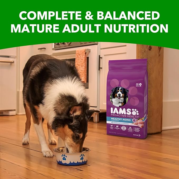 IAMS Proactive Health Healthy Aging Large Breed Dog Food for Mature and Senior Dogs with Real Chicken, 15 lb. Bag