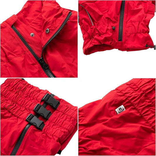 Dogs Waterproof Jacket, Lightweight Waterproof Jacket Reflective Safety Dog Raincoat Windproof Snow-Proof Dog Vest for Small Medium Large Dogs Red XXL