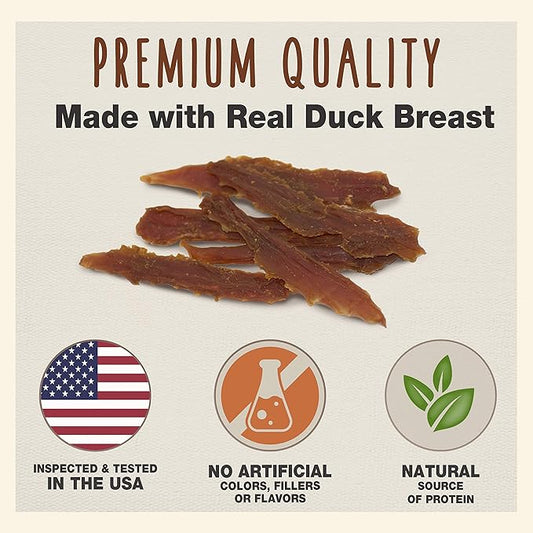 Cadet Gourmet Duck Breast Jerky Dog Treats, Healthy, Long-Lasting High-Protein Training Treats for Small & Large Dogs, 14 oz.