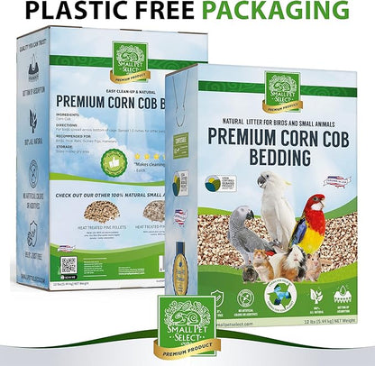 100% Natural Corn Cob Bedding for Pets - Small Pet Select Small Animal & Bird Cage Litter Safe for Hamsters, Guinea Pigs & More -12lb
